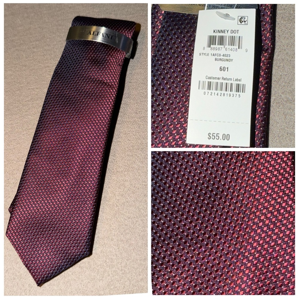 Alfani Kinney Dot Burgundy Textured Necktie Men, NWT